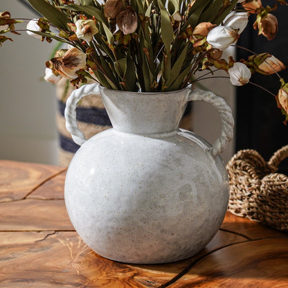 Sculptural Twisted-Handle Stoneware Vase - Stockhute