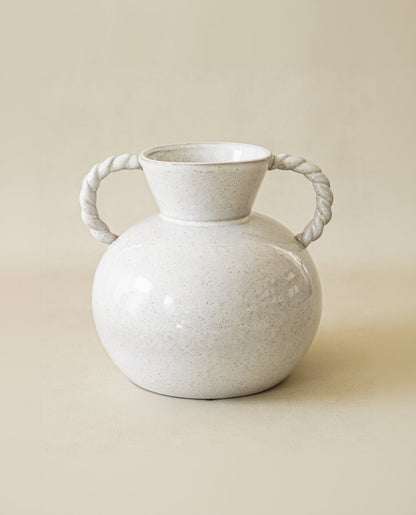 Sculptural Twisted-Handle Stoneware Vase - Stockhute