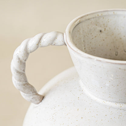 Sculptural Twisted-Handle Stoneware Vase - Stockhute
