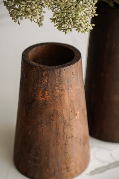 Natural Wood Decorative Vase - Stockhute
