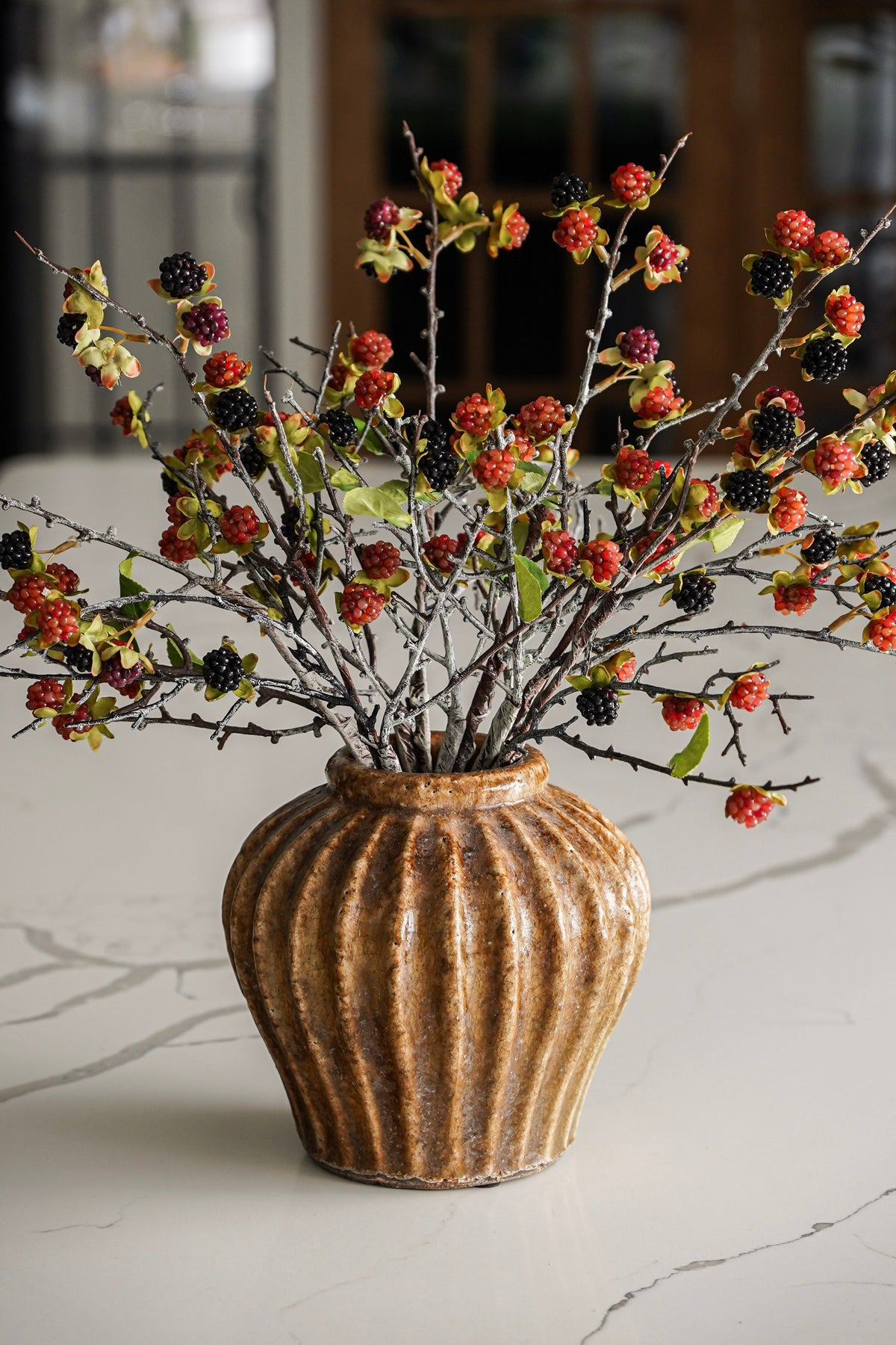 Aged Ribbed Terracotta Vase - Stockhute