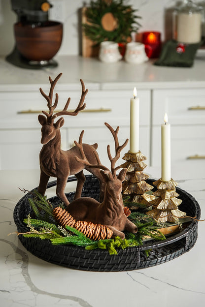 Velvet-Flocked Deer Set of 2 - Stockhute