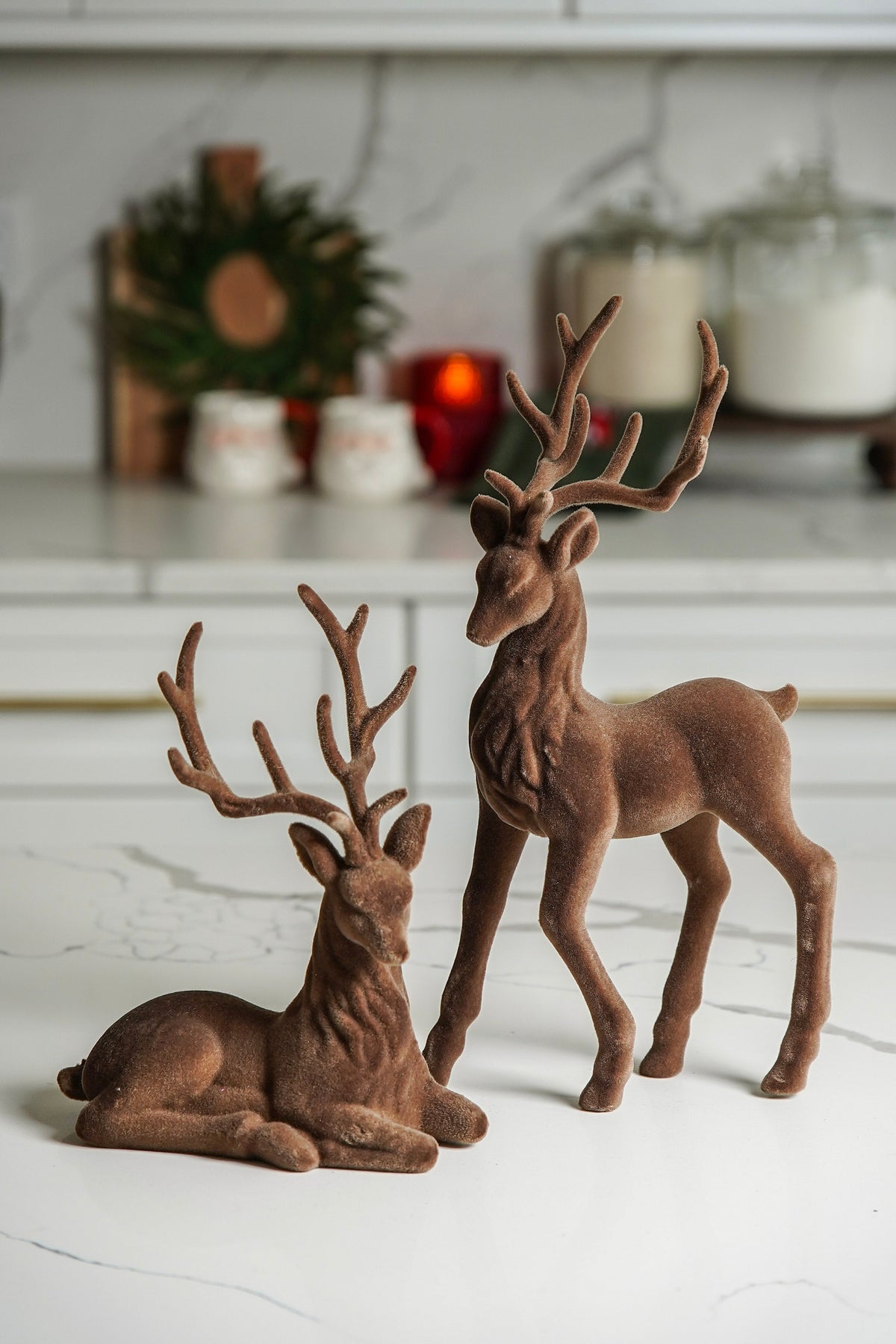 Velvet-Flocked Deer Set of 2 - Stockhute