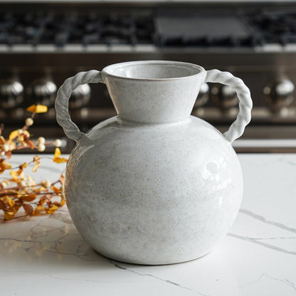 Sculptural Twisted-Handle Stoneware Vase - Stockhute