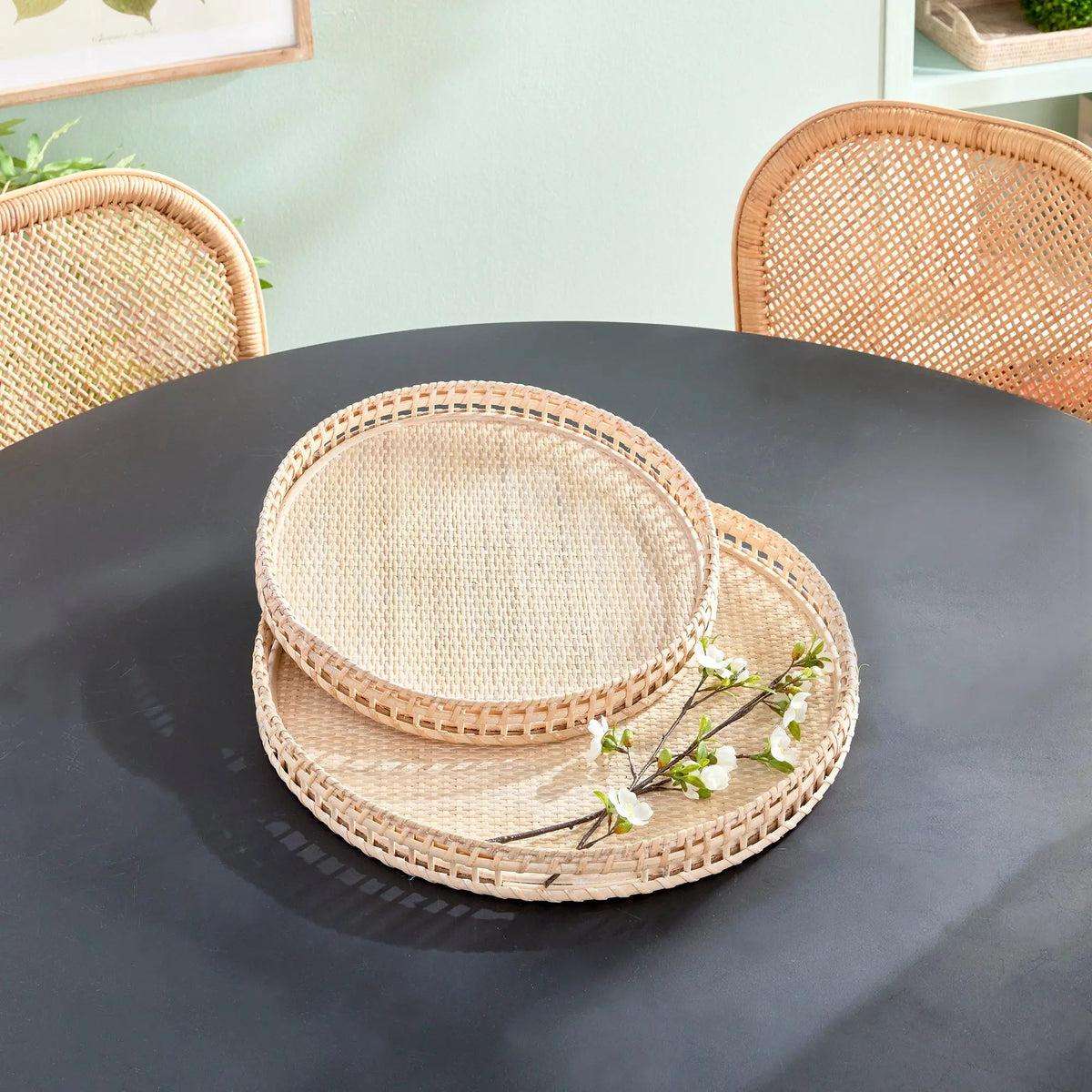 Barri Woven Rattan Tray Set - Stockhute