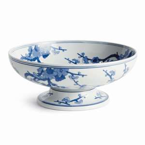 Blue & White Ceramic Footed Bowl - Stockhute