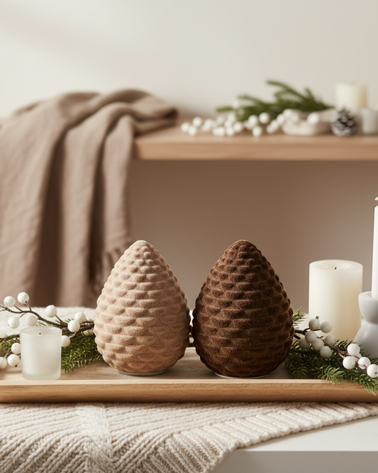 Large Velvet-Flocked Pinecone Accent - Stockhute